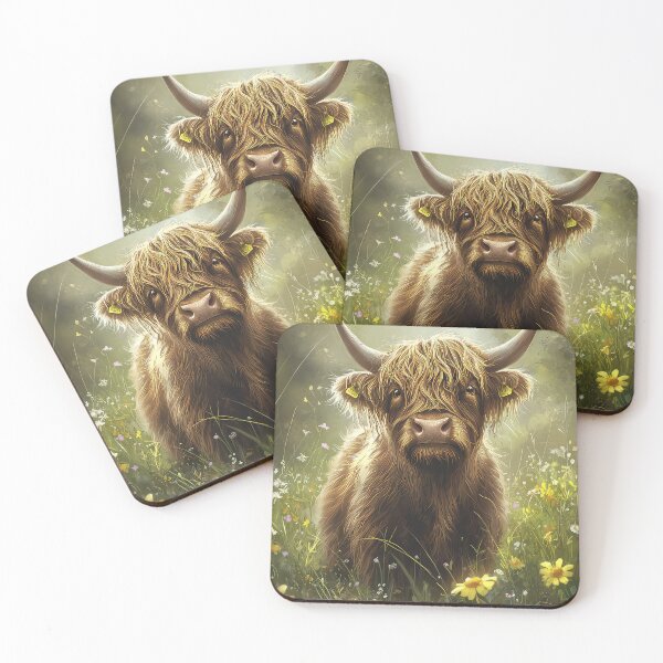 Item preview, Highland Cow in the Spring Meadow.  designed and sold by thewandswant.