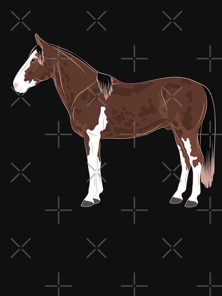 Aperçu 7 sur 7. T-shirt respirant avec l'œuvre Cheval Criollo Argentin, dessin cheval tacheté, cheval de selle, races de chevaux de l'Argentine créée et vendue par WebEquitation.