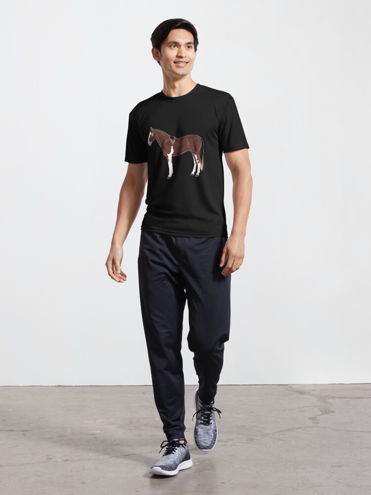 Aperçu 5 sur 7. T-shirt respirant avec l'œuvre Cheval Criollo Argentin, dessin cheval tacheté, cheval de selle, races de chevaux de l'Argentine créée et vendue par WebEquitation.