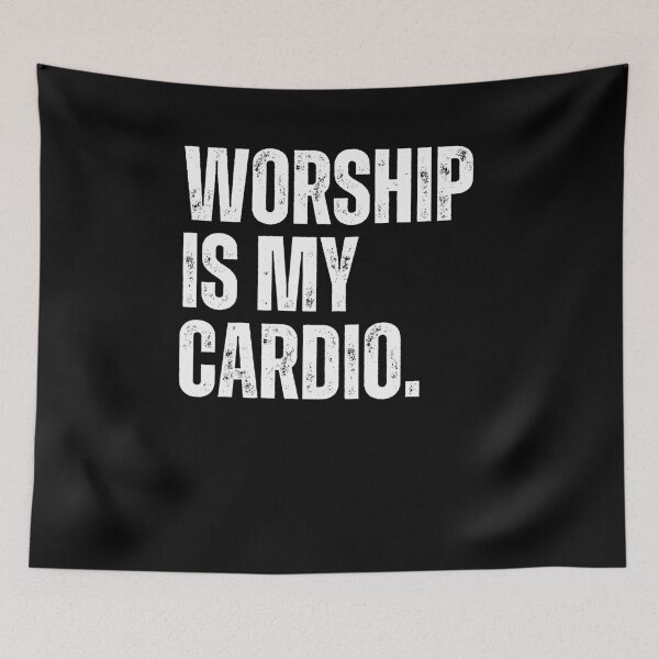 Item preview, Worship is my Cardio funny Christian designed and sold by snowry.