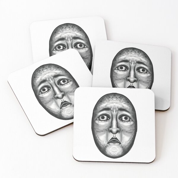 Item preview, Black and white Surreal horror mask portrait  designed and sold by n1ckeatsyarn.