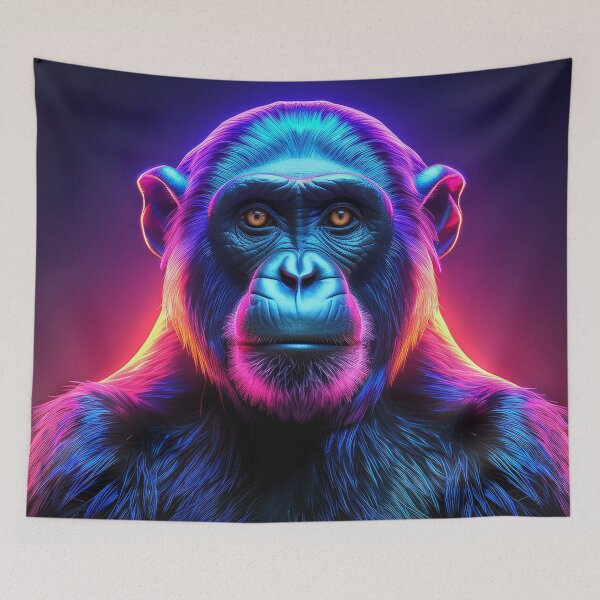 Item preview, Black | Glowing Neon Monkey Collection | Hyperrealistic designed and sold by monkeybusiness.pt.