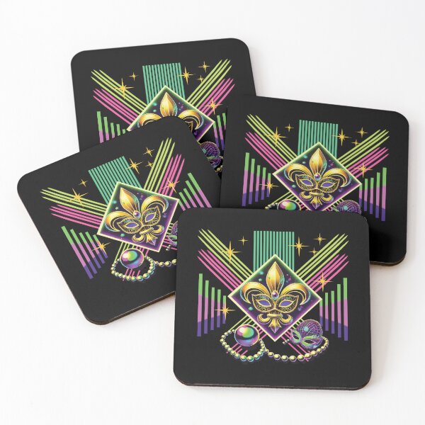 Artikelvorschau, Mardi Gras Retro Synthwave Maske entworfen und verkauft von LuminOrb.
