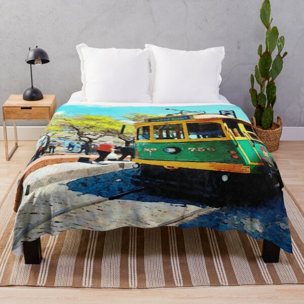 Item preview, Watercolor depiction of River Street tram in Savannah, Georgia on a sunny day designed and sold by GestaltImagery.