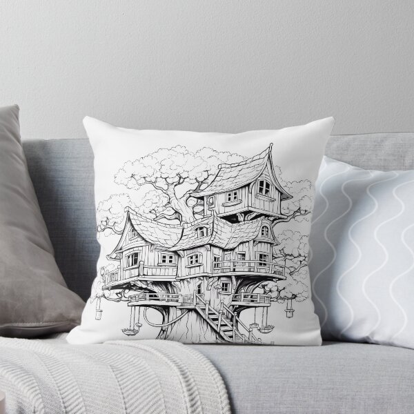 Item preview, TreeHouse #2 Coloring Page Pattern  designed and sold by DavidColoring.