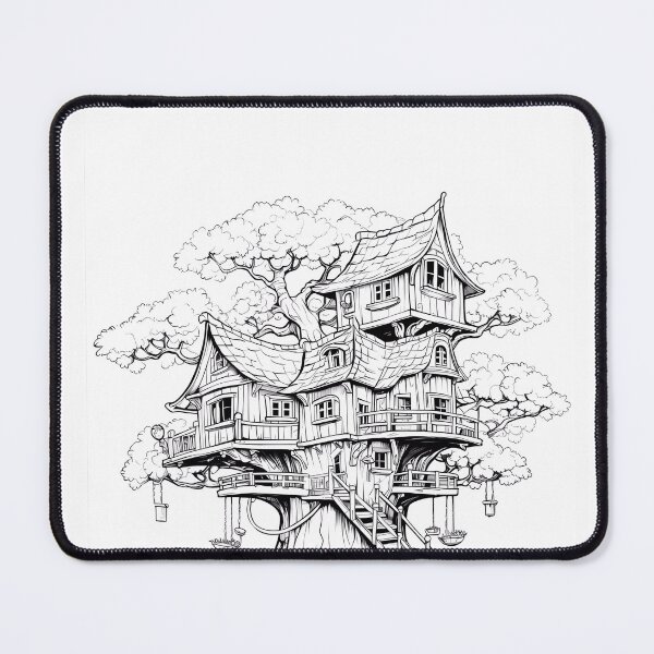 Item preview, TreeHouse #2 Coloring Page Pattern  designed and sold by DavidColoring.