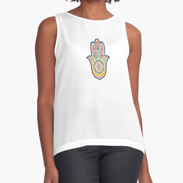 Hamsa Hand Colourful Symbol Sleeveless Top