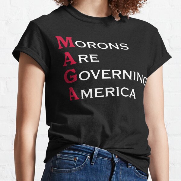 Vista previa del artículo con la obra «Los idiotas gobiernan Estados Unidos», diseñado y vendido por Angry Swan Designs.