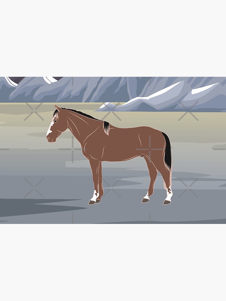 Aperçu 2 sur 2. Housse d'ordinateur avec l'œuvre Cheval Criollo Vénézuélien, cheval rouanné sur un fond de paysage, cheval d'allure, races de chevaux du Venezuela créée et vendue par WebEquitation.