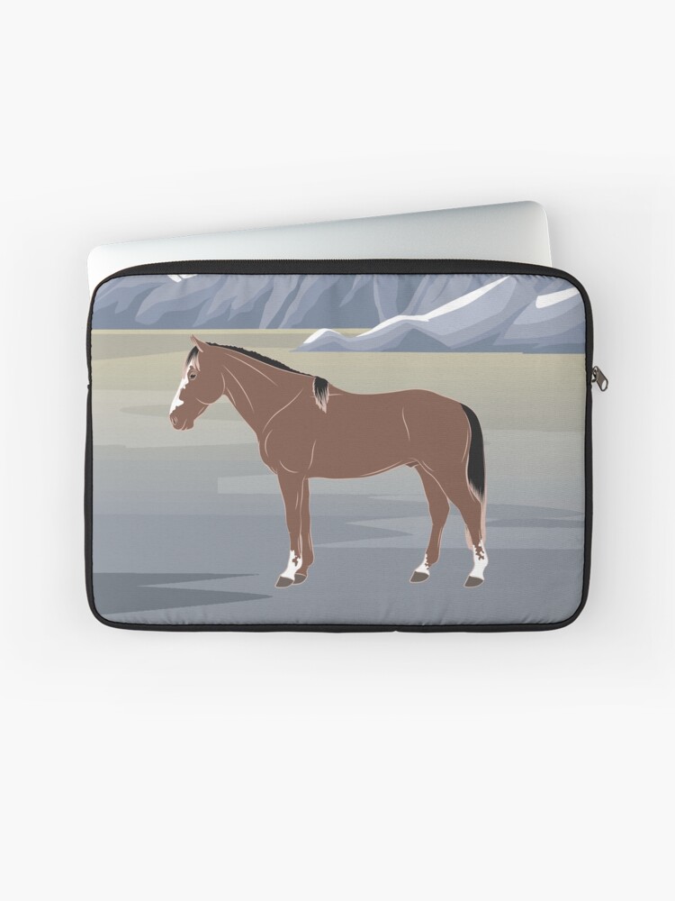 Aperçu 1 sur 2. Housse d'ordinateur avec l'œuvre Cheval Criollo Vénézuélien, cheval rouanné sur un fond de paysage, cheval d'allure, races de chevaux du Venezuela créée et vendue par WebEquitation.