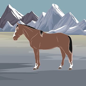 Aperçu de l'œuvre Cheval Criollo Vénézuélien, cheval rouanné sur un fond de paysage, cheval d'allure, races de chevaux du Venezuela de WebEquitation®