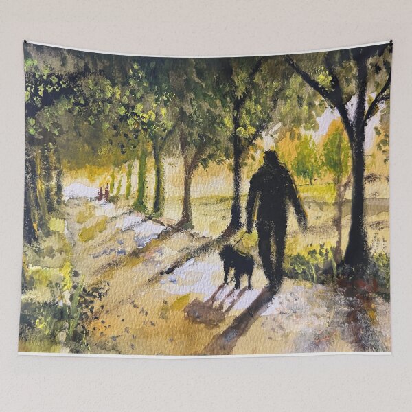Item preview, Walking The Dog In The Park designed and sold by TheArtCave.