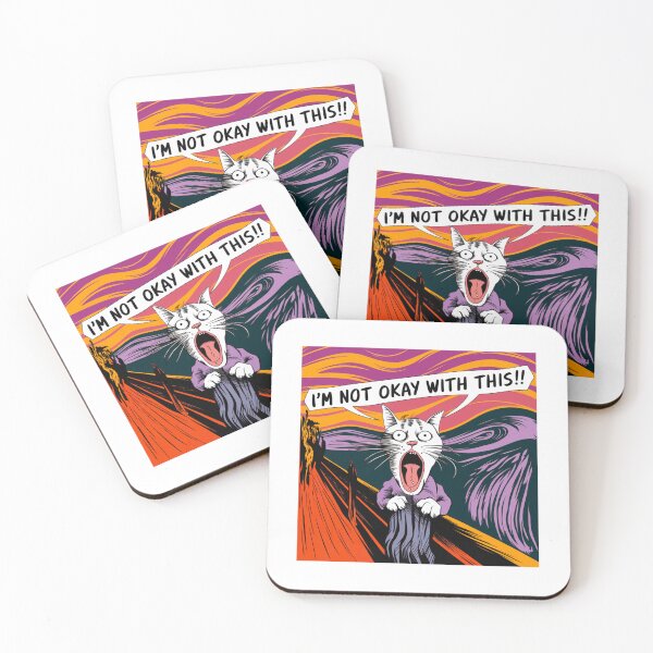 Item preview, Existential Crisis, screaming cat, Edvard Munch, painting, funnyfits70, Humor, Funny, retro, vintage, funny quotes, animal humor, designed and sold by FunnyFits70.
