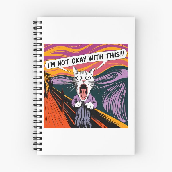 Item preview, Existential Crisis, screaming cat, Edvard Munch, painting, funnyfits70, Humor, Funny, retro, vintage, funny quotes, animal humor, designed and sold by FunnyFits70.