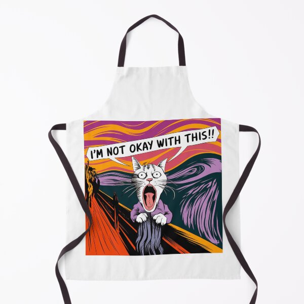 Item preview, Existential Crisis, screaming cat, Edvard Munch, painting, funnyfits70, Humor, Funny, retro, vintage, funny quotes, animal humor, designed and sold by FunnyFits70.