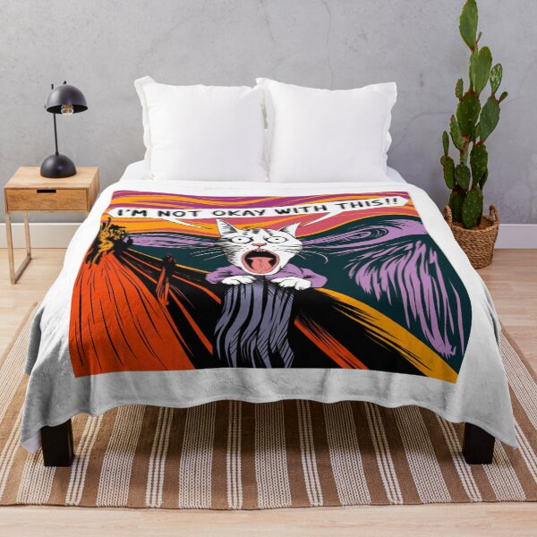 Item preview, Existential Crisis, screaming cat, Edvard Munch, painting, funnyfits70, Humor, Funny, retro, vintage, funny quotes, animal humor, designed and sold by FunnyFits70.