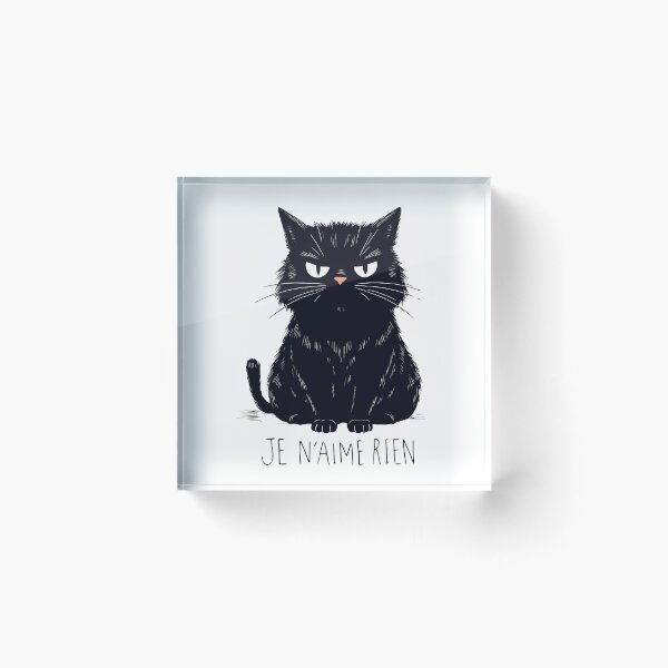 Item preview, Je N’aime Rien Funny grumpy Black Cat French Sarcasm Humor designed and sold by designleon19.