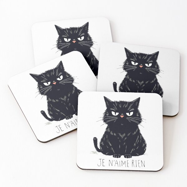 Item preview, Je N’aime Rien Funny grumpy Black Cat French Sarcasm Humor designed and sold by designleon19.