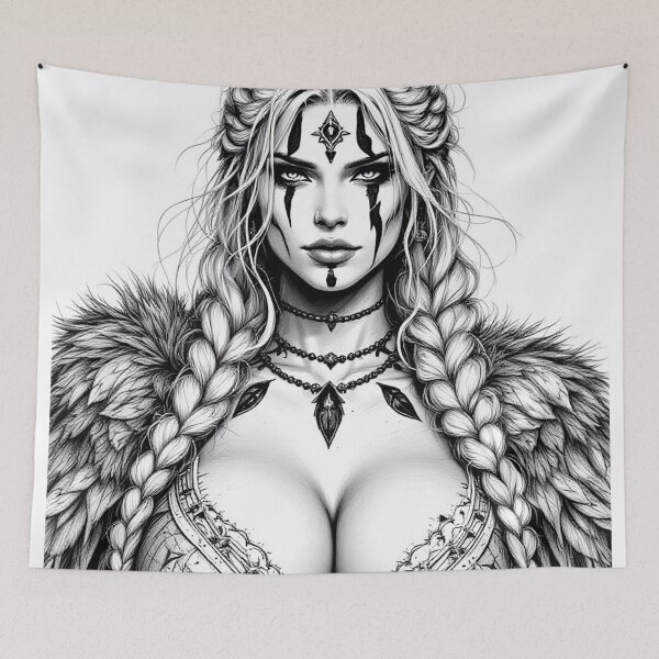 Item preview, Monochrome Viking Queen – Fierce Warrior of the North designed and sold by Kaladin Creations.