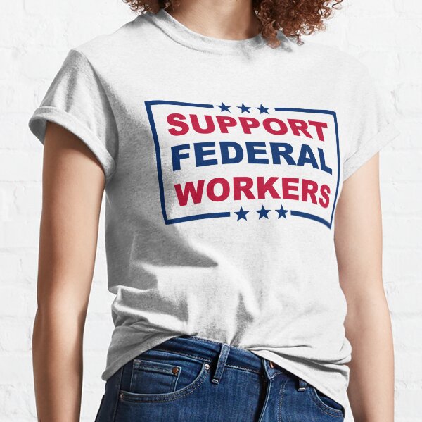 Vista previa del artículo con la obra «Apoyo a los trabajadores federales Defensor de la democracia y del servicio civil», diseñado y vendido por The Junto Shop.
