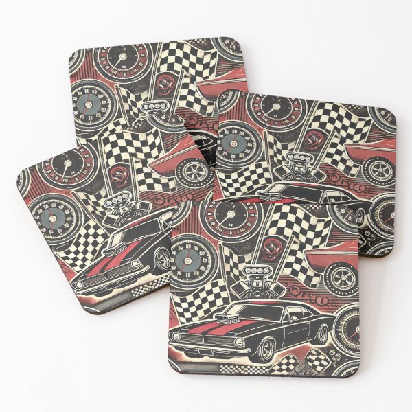 Item preview, Vintage Muscle Car Racing - Retro Speed and Checkered Flag Pattern designed and sold by Desireehaz.