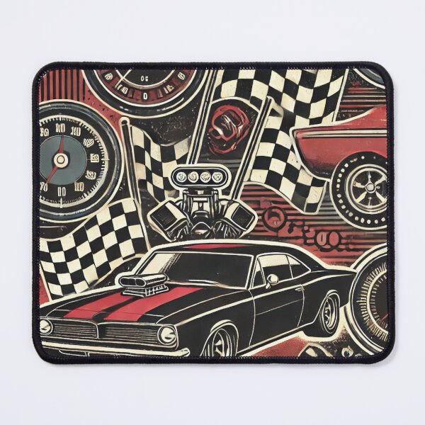 Item preview, Vintage Muscle Car Racing - Retro Speed and Checkered Flag Pattern designed and sold by Desireehaz.