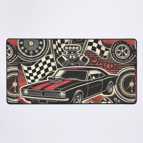 Item preview, Vintage Muscle Car Racing - Retro Speed and Checkered Flag Pattern designed and sold by Desireehaz.
