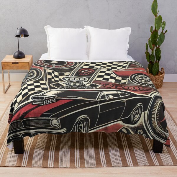 Item preview, Vintage Muscle Car Racing - Retro Speed and Checkered Flag Pattern designed and sold by Desireehaz.
