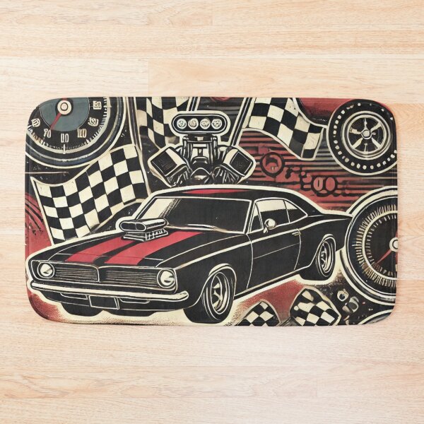 Item preview, Vintage Muscle Car Racing - Retro Speed and Checkered Flag Pattern designed and sold by Desireehaz.
