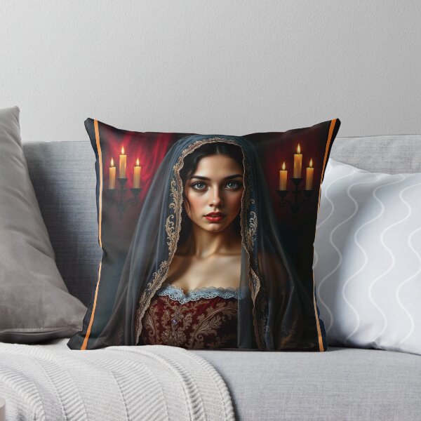 Item preview, Elegant Portrait Of Victoria Lapellous Wearing Velvet Red Gown and Veil By Candlelight Alluring AI Concept Art by Xzendor7 designed and sold by Xzendor7 Digital Art Creations.