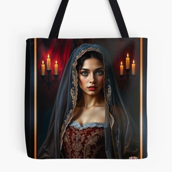 Item preview, Elegant Portrait Of Victoria Lapellous Wearing Velvet Red Gown and Veil By Candlelight Alluring AI Concept Art by Xzendor7 designed and sold by Xzendor7 Digital Art Creations.