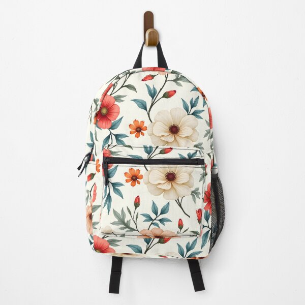 Item preview, Elegant Vintage Floral Pattern – Red, Orange & Cream Flowers designed and sold by Sghm.Shop.