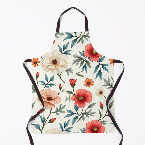 Item preview, Elegant Vintage Floral Pattern – Red, Orange & Cream Flowers designed and sold by Sghm.Shop.