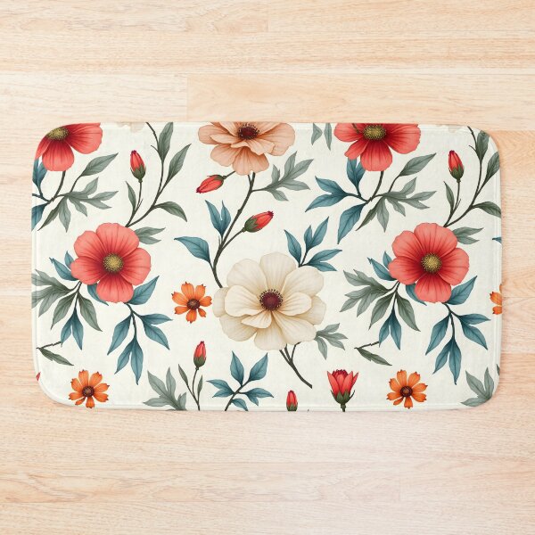 Item preview, Elegant Vintage Floral Pattern – Red, Orange & Cream Flowers designed and sold by Sghm.Shop.