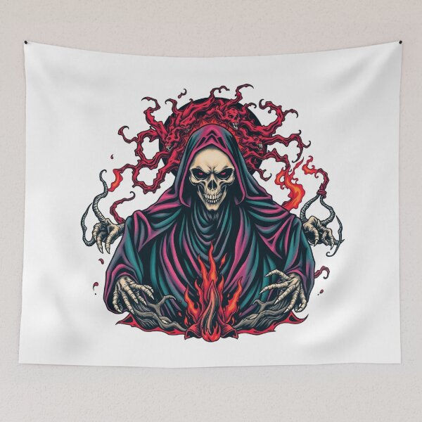 Item preview,  Evil Undead Necromancer Warlock  Evil Heavy Metal Skull Graphic design illustration designed and sold by Vintage Designs +.