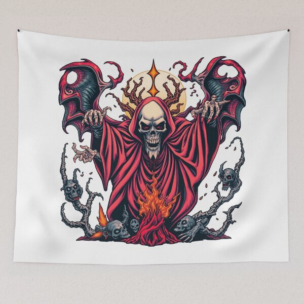 Item preview, Evil Undead Necromancer Warlock  Evil Heavy Metal Skull Graphic design illustration designed and sold by Vintage Designs +.