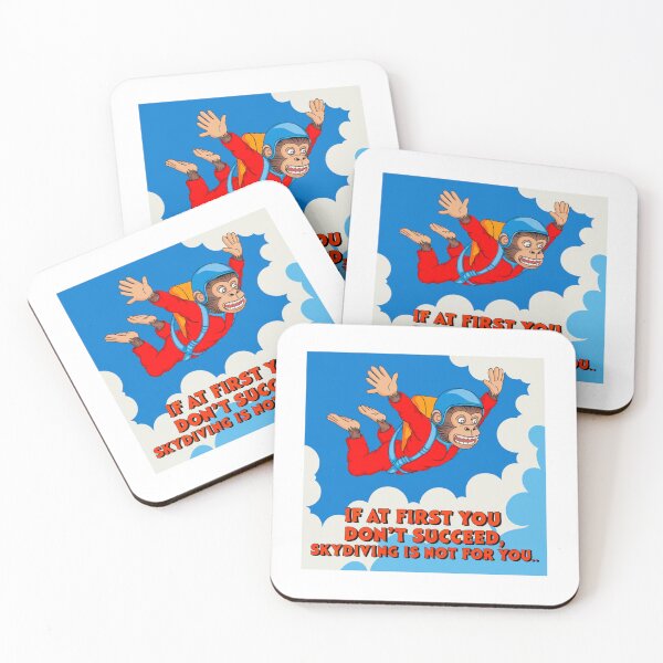 Item preview, Skydiving, silly monkey, if at first, succeed, funnyfits70, Humor, Funny, retro, vintage, funny quotes, animal humor, designed and sold by FunnyFits70.