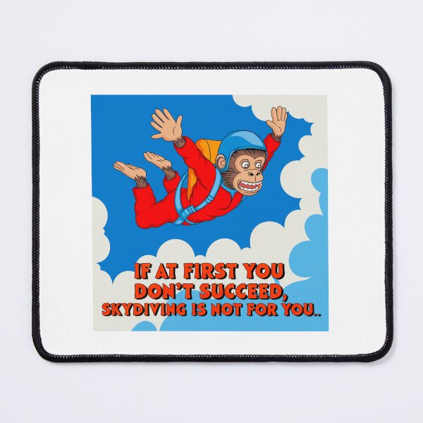 Item preview, Skydiving, silly monkey, if at first, succeed, funnyfits70, Humor, Funny, retro, vintage, funny quotes, animal humor, designed and sold by FunnyFits70.