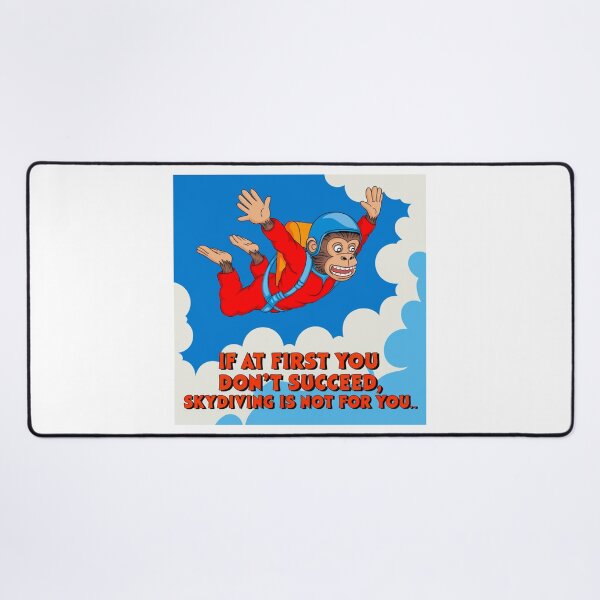 Item preview, Skydiving, silly monkey, if at first, succeed, funnyfits70, Humor, Funny, retro, vintage, funny quotes, animal humor, designed and sold by FunnyFits70.