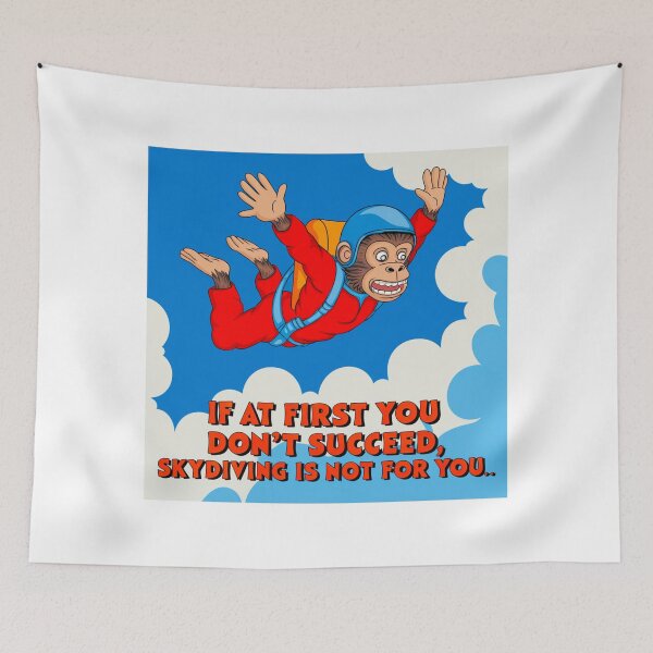 Item preview, Skydiving, silly monkey, if at first, succeed, funnyfits70, Humor, Funny, retro, vintage, funny quotes, animal humor, designed and sold by FunnyFits70.