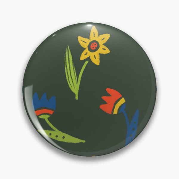 Item preview, Small bright flowers on dark moss green designed and sold by KOUZZA.