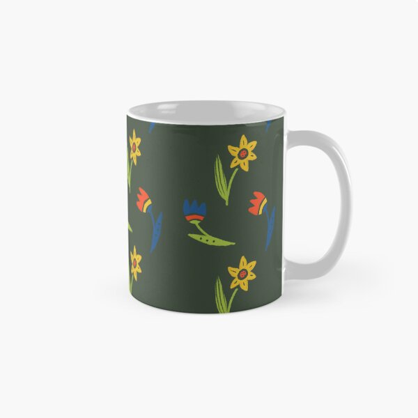 Item preview, Small bright flowers on dark moss green designed and sold by KOUZZA.