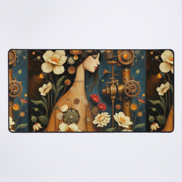 Item preview, Lady in a Beautiful Flower Garden painting inspired by Gustav Klimt designed and sold by Vintage Designs +.