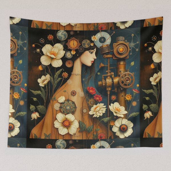 Item preview,  Lady in a Beautiful Flower Garden painting inspired by Gustav Klimt designed and sold by Vintage Designs +.