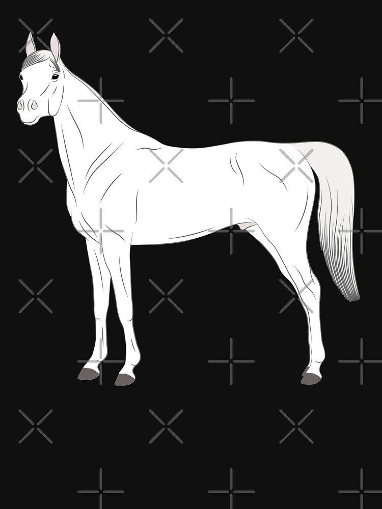 Aperçu 7 sur 7. T-shirt classique avec l'œuvre Cheval Abbayan, dessin cheval blanc, cheval oriental, races de chevaux du Yémen créée et vendue par WebEquitation.