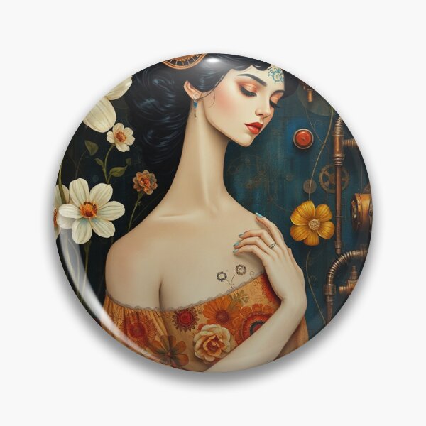 Item preview, Lady in a Beautiful Flower Garden painting inspired by Gustav Klimt designed and sold by Vintage Designs +.