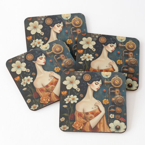 Item preview, Lady in a Beautiful Flower Garden painting inspired by Gustav Klimt designed and sold by Vintage Designs +.