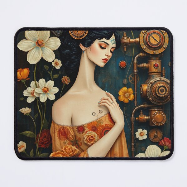 Item preview, Lady in a Beautiful Flower Garden painting inspired by Gustav Klimt designed and sold by Vintage Designs +.