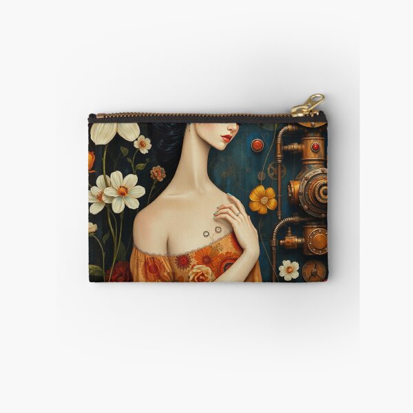 Item preview, Lady in a Beautiful Flower Garden painting inspired by Gustav Klimt designed and sold by Vintage Designs +.