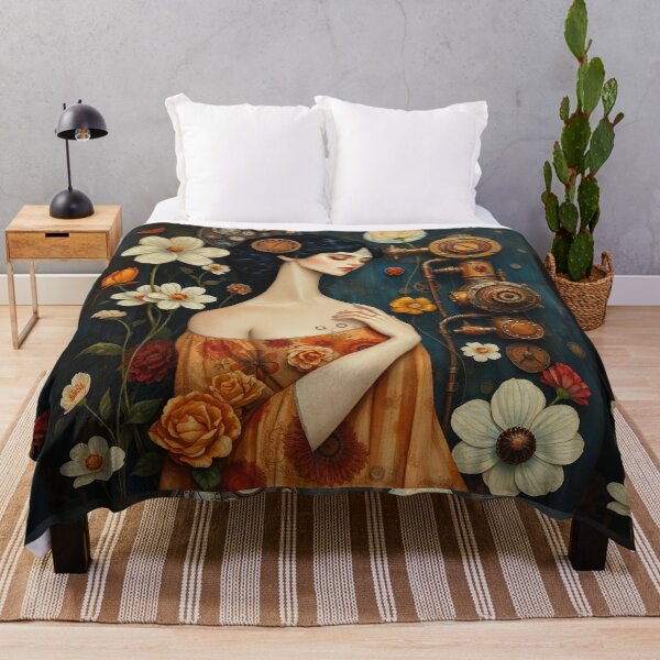 Item preview, Lady in a Beautiful Flower Garden painting inspired by Gustav Klimt designed and sold by Vintage Designs +.